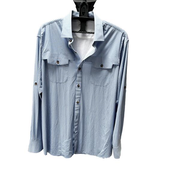 Peter Millar Gulf Vented Boat Fishing UPF Sun Shirt Button Down Gingham XL - Picture 3 of 10